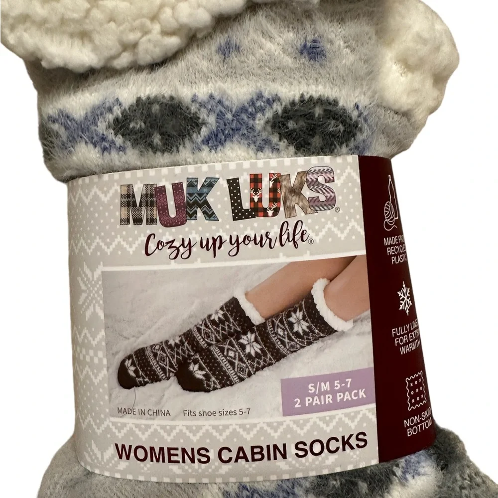 Muk Luks Women's Cabin Socks, 2-Pack  Sz S/M 5-7 NWT